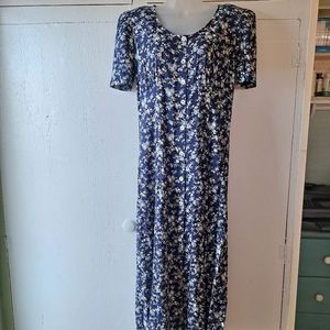 Vintage  Molly Malloy for All That Jazz Cottage Core Blue Floral Midi Dress SZ 8